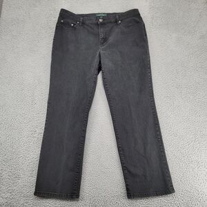 Lauren Jeans Co. Ralph Lauren Jeans Womens 16W Black Denim‎ Classic Straight